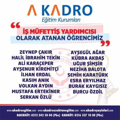  İŞ MÜFETTİŞ YARDIMCILIĞI