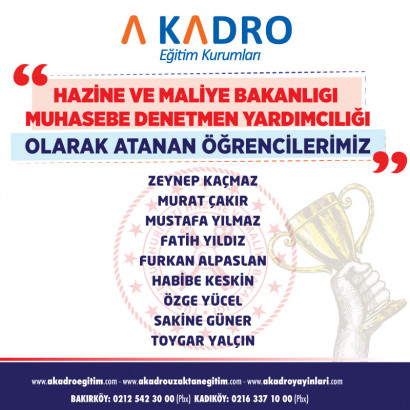 HAZİNE VE MALİYE MUHASEBE DENETMEN YARDIMCILIĞI