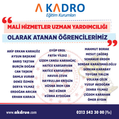  MALİ HİZMETLER UZMAN YARDIMCILIĞI